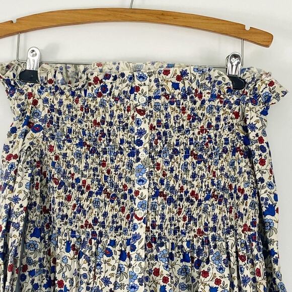 Mango Nest Ruched Detail Blur Red Floral Print Boho  Off-the-Shoulder Mini Dress - Picture 3 of 16
